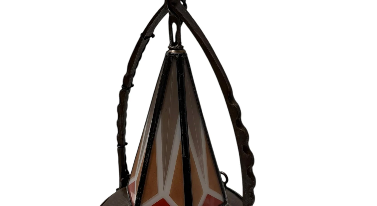 Art Deco Amsterdamse School Table Lamp by Amsterdamsche Kunstsmederij, 1920s